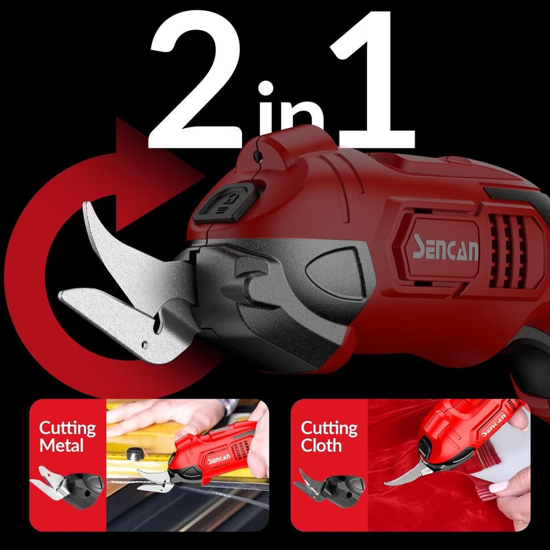 SENCAN Electric Scissors for Cutting Fabric, Cardboard & Plastic, Sewing Crafting Cardboard Heavy Duty Cordless Shears Cutting Tool with 2 Replacement Blades - Image 3
